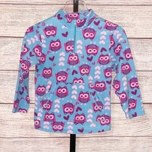 Hanna Andersson Blue and Purple Owl Fleece Pullover Size 6-7 (120)
